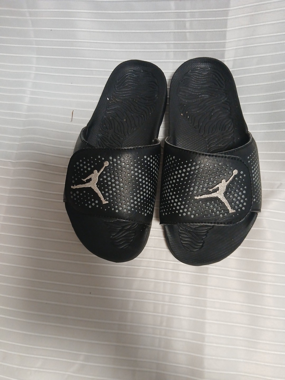 Jordan Black Slides with Silver Jumpman